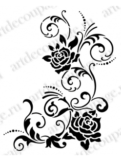 Трафарет для росписи Завитки и розы, 21х29,7 см, Viva Decor 