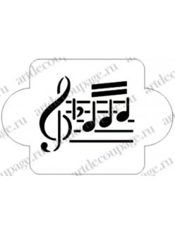 Трафарет пластиковый EDMD066 Музыка, скрипичный ключ, ноты, 10х10 см, Event Design