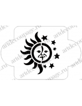 Трафарет пластиковый EDMD069 "Солнце и месяц", 10х10 см, Трафарет-Дизайн