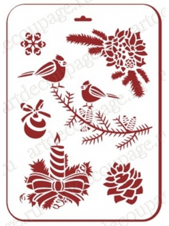 Трафарет новогодний Зимние птицы, 21х31 см, Трафарет-Дизайн