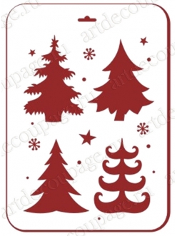 Трафарет для росписи Новогодние елки 3, 21х31 см, Трафарет-Дизайн