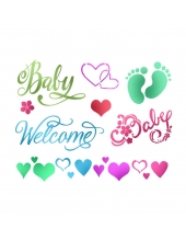 Трафарет пластиковый для росписи KSD295 "Baby Welcome", 15х20 см, Stamperia (Италия)