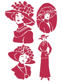 Трафарет для росписи Леди в шляпах, 21х29,7 см, Stamperia KSG216