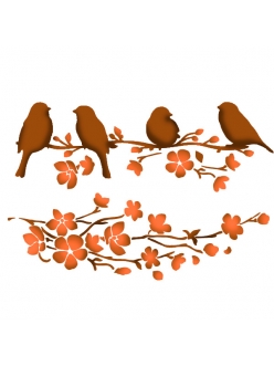 Трафарет для росписи Птички на цветущей ветке, 21х29,7 см, Stamperia KSG351