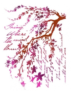 Трафарет для росписи Цветущие ветви и письма, 21х29,7 см, Stamperia KSG365