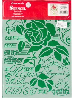 Трафарет для декора Роза и музыка, 21х29,7 см, Stamperia 