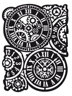 Трафарет объемный Часы и механизмы, толщина 0,5 мм, размер 20х25 см, Stamperia KSTD017