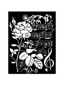 Трафарет объемный Роза и ноты, толщина 0,5 мм, 20х25 см, Stamperia 