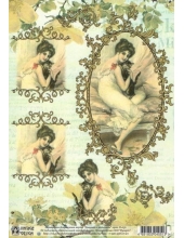 Переводная декупажная карта Vintage Design D-051 "Девушка с котенком", А4, 15 микрон