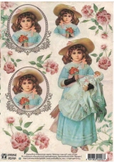 Переводная декупажная карта Vintage Design D-053 "Девочка с куклой", А4, 15 микрон