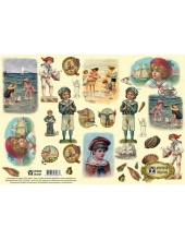 Декупажная карта Vintage Design E-063 "Дети, на море", А3
