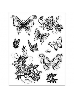 Штампы силиконовые Viva Decor Silikon Stempel Цветы и бабочки, 14х18 см