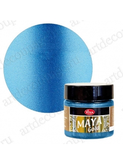 Краска с эффектом металла Viva Maya Gold 601 голубой, 50 мл, Viva Decor