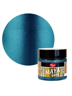 Краска с эффектом металла Viva Maya Gold 704 сине-зеленый, 50 мл, Viva Decor 