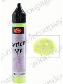 Краска для создания жемчужин Viva Perlen Pen Glitter, цвет 941 блестки лимонный, 25 мл