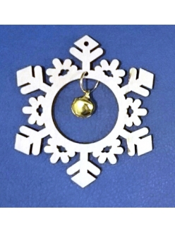 Новогодняя фигурка Снежинка с колокольчиком, фанера Woodbox 5 см