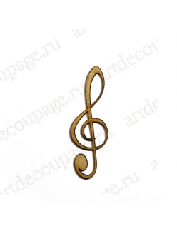 Декоративная плоская фигурка Скрипичный ключ, фанера, 1,8х5,5 см, Woodbox