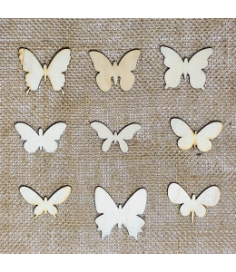 Декоративные плоские фигурки из фанеры "Бабочки и мотыльки", 4 см, 9 шт