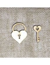 Декоративные плоские фигурки из фанеры "Замок и ключ сердечком", 5 см