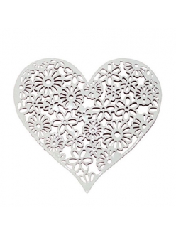 Декоративный элемент Сердце ажурное, белый металл, 9,5х10 см, Stamperia