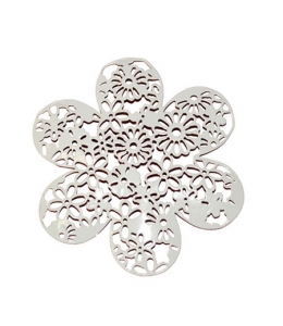 Декоративный элемент Цветок ажурный, белый металл, 9,5 см, Stamperia