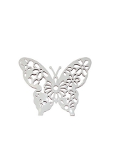 Декоративный элемент Бабочка ажурная малая, белый металл, 5х6,5 см, Stamperia