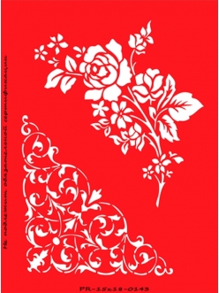 Трафарет Цветы и уголок, размер 15х18 см, толщина 0,5 мм