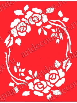 Трафарет Рамочка из роз, размер 15х18 см, толщина 0,5 мм