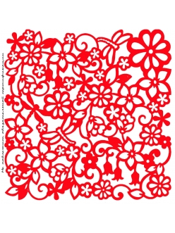 Трафарет маска объемный Цветы и стрекозы, размер 19х19 см, толщина 0,5 мм