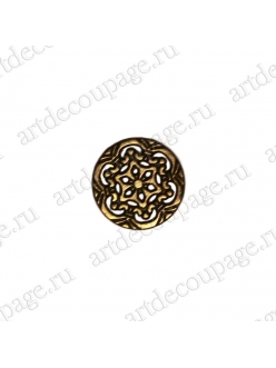 Накладной элемент Вензель 12, 17х17 мм, цвет античная бронза