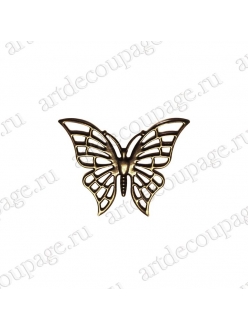 Накладной элемент Бабочка, 50х60 мм, цвет античная бронза