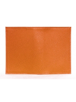 Заготовка обложка на паспорт из натуральной кожи, цвет глубокий оранжевый, 13,0х19,0 см
