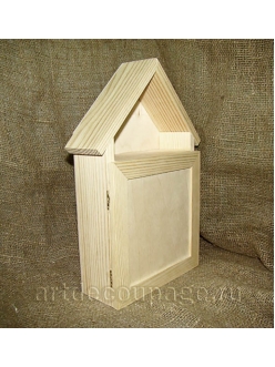 Заготовка ключница домик с дверцей, сосна, 18х7х31 см, Россия