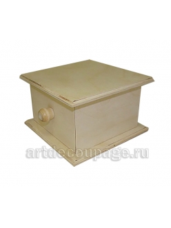 Заготовка коробка малая с выдвижным ящиком, фанера, 17х17х9 см, Россия