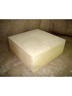 Заготовка коробка со съемной крышкой средняя, сосна, 26х26х10 см, Россия