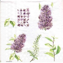 Салфетка для декупажа "Сирень на белом", 33х33 см, Голландия