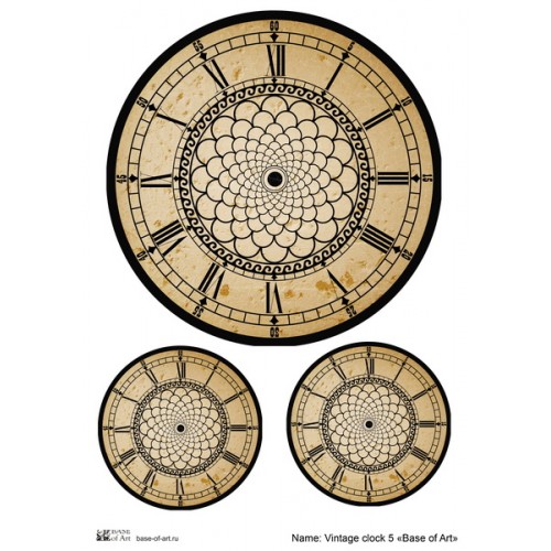 Декупажная карта Винтажные часы 5, формат А3 , Base of Art  