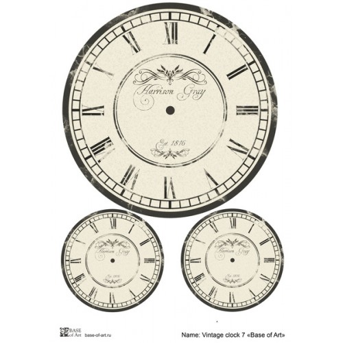 Декупажная карта Винтажные часы 7, формат А3 , Base of Art  