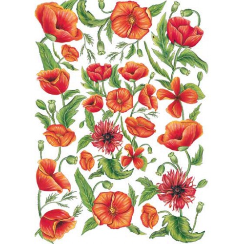 Декупажная карта Calambour EXC 133 "Красные маки", 35х50 см