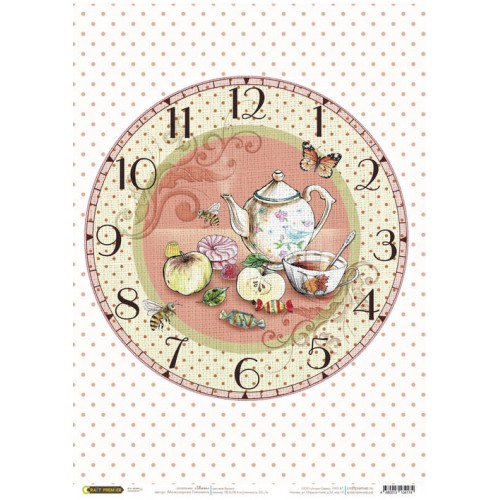 Рисовая бумага для декупажа Часы Чаепитие, 28,2х38,4 см, Craft Premier