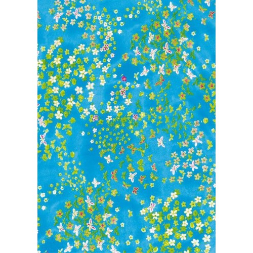 Бумага для декопатч Цветы и бабочки на голубом, Decopatch (Франция), 30х40 см