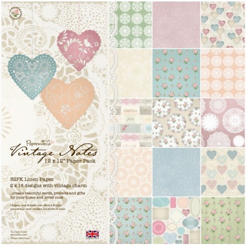 Набор бумаги для скрапбукинга Vintage Notes, 32 листа, 30,5 х 30,5 см, Papermania 