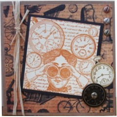 Штамп резиновый на пластиковой основе PMA 907145 "Дама с биноклем", коллекция Chronology, Papermania 