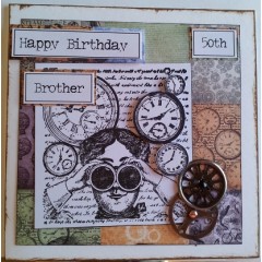 Штамп резиновый на пластиковой основе PMA 907145 "Дама с биноклем", коллекция Chronology, Papermania 