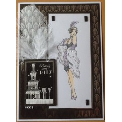 Штампы резиновые на гибкой основе Art Deco, набор "Женщина с пером", 5 шт, Docrafts