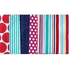 Набор ткани для скрапбукинга Spots & Stripes Brights, 5 штук по 460 х 560 мм,  DoCrafts