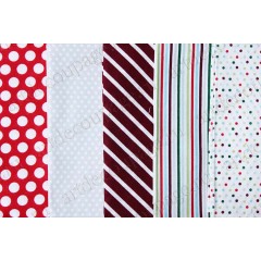 Набор ткани для скрапбукинга Spots & Stripes Festive, новогодняя коллекция, 5 штук по 460 х 560 мм,  DoCrafts