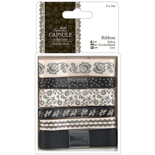 Набор лент для скрапбукинга, коллекция Midnight Blush, 6 штук по 1 м, DoCrafts
