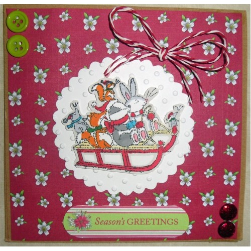 Новогодний силиконовый штамп Катание на санках Pippinwood Christmas
