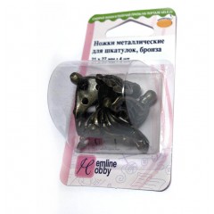 Ножки для шкатулок, 2х2,5 см, античная бронза, 4 штуки, блистер